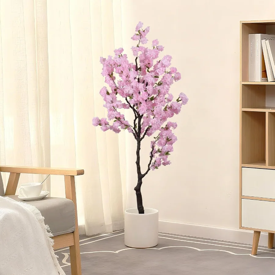 

Искусственное розовое дерево вишни, высота 7 футов, 83 дюйма, искусственные шелковые листья, домашний декор, реалистичное дерево сакуры ручной работы для свадьбы, Reali