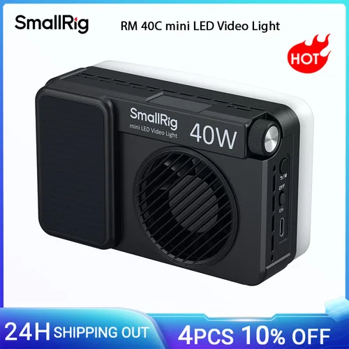 SmallRig RM 40C mini luz de vídeo LED con difusor magnético LCD HD lateral de 4800mAh/rejilla 14 efectos de iluminación 36000 + colores luz RGB