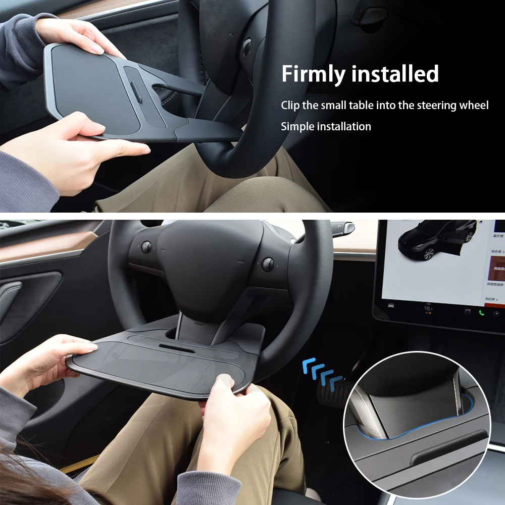 Steering Wheel Desk For Tesla Model 3 Model Y 2017 - 2022 2023 Car Dining Tray Mini Small Table Makeup Table Y Auto Accessories