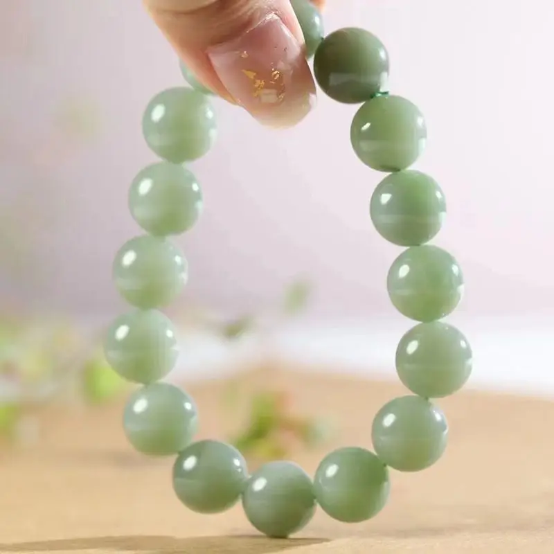 

Hetian Jade Jasper простой браслет из бисера 12 мм для мужчин и женщин, нежный, маслянистый, круглый и полный