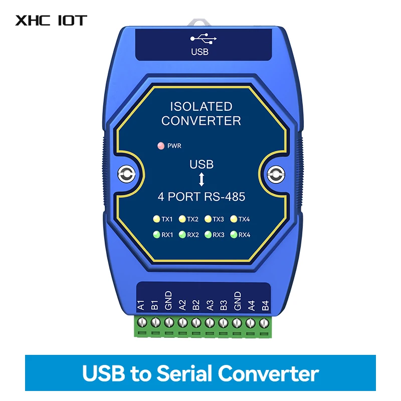 USB to RS-485 Serial Port Converter 4 Serial Ports USB-C Interface High Protection 6M Rate Industrial Grade XHCIOT E810-U41C