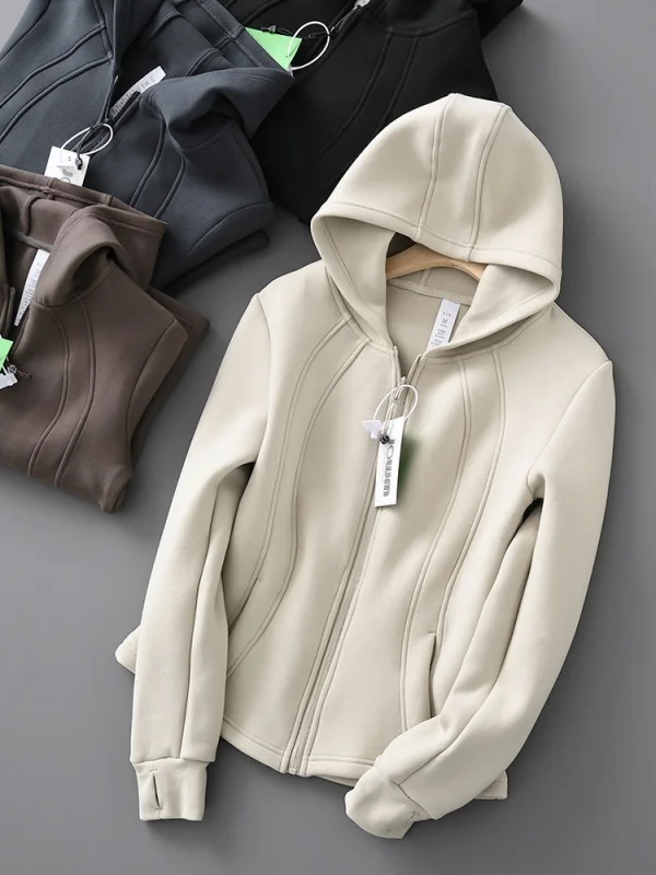 

Women's Double-Sided Mousse Fleece Slimming Jacket with Protein Heating Hooded Waist-Cinching Korean Style Casual Coat