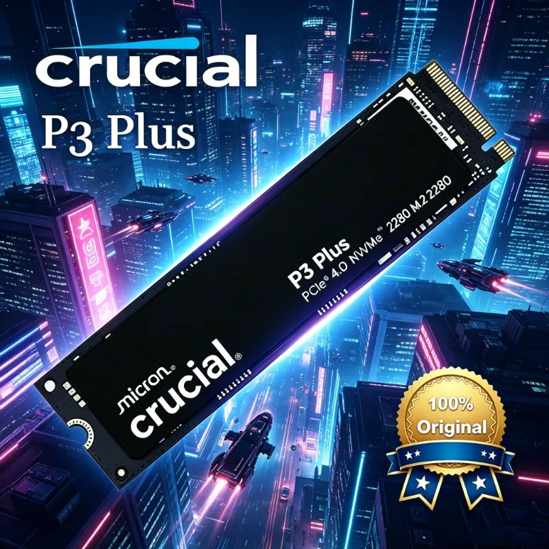 Unidad de Disco Duro Interna Crucial P3 Plus PCIe Gen4 NVMe M.2 (Paquete OEM) y Crucial NVME 2280 P310 SSD de 1 TB y Crucial T500 de 1 TB, 2 TB