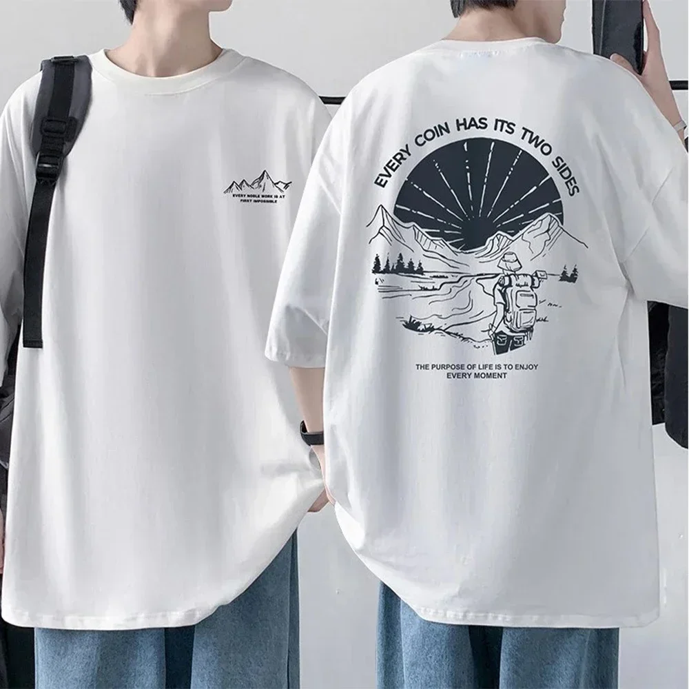 2026 Summer Men's Short-Sleeved 100% Cotton Printed Pattern Stylish Multi-Functional T-Shirt