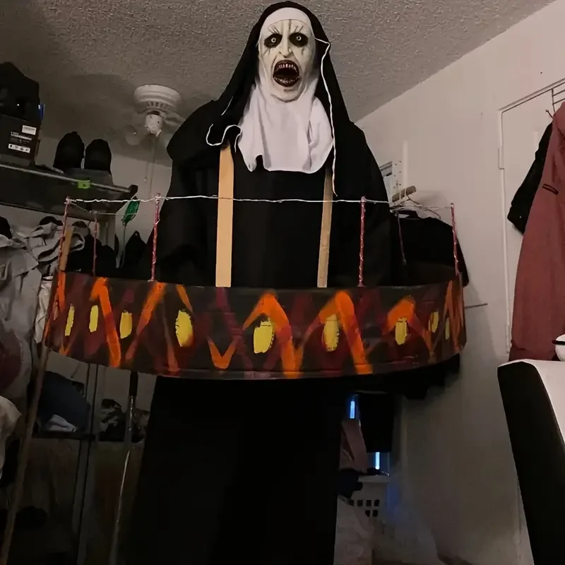 Maschera da suora Urlo Horror Fantasma Viso Copricapo Spaventoso Maschera da travestimento Festa di Halloween Parodia Puntelli Casa stregata Decorazione cosplay