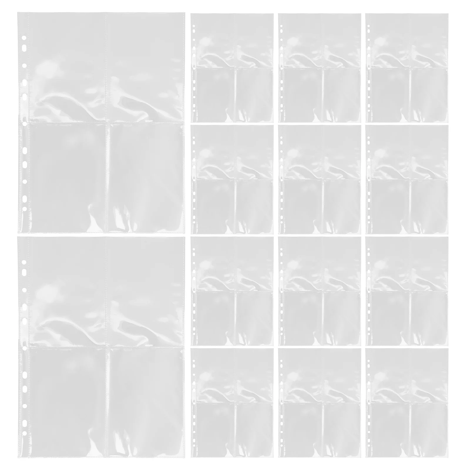 

30Pcs Album Refill Pages A4 Binder Double Sided 4 Pocket Sleeves Clear Photo Card Storage Sheets Trading Card Protector
