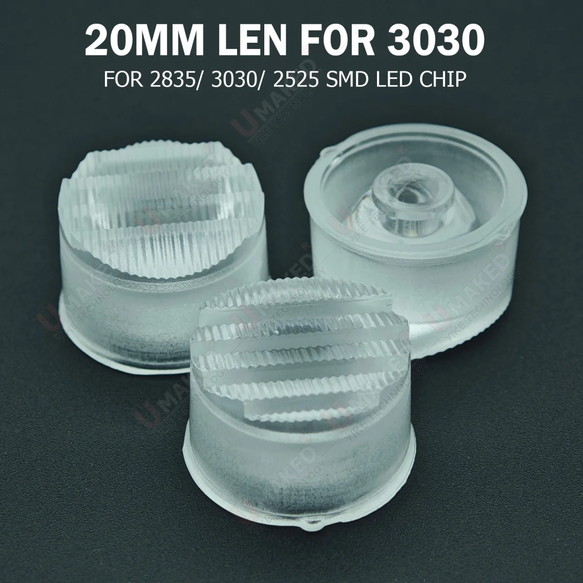 

30 шт. 20-мм водонепроницаемых линз для светодиодов 3030/2835/2525 SMD, PMMA линза для светодиодов с заостренной поверхностью для светодиодных ламп