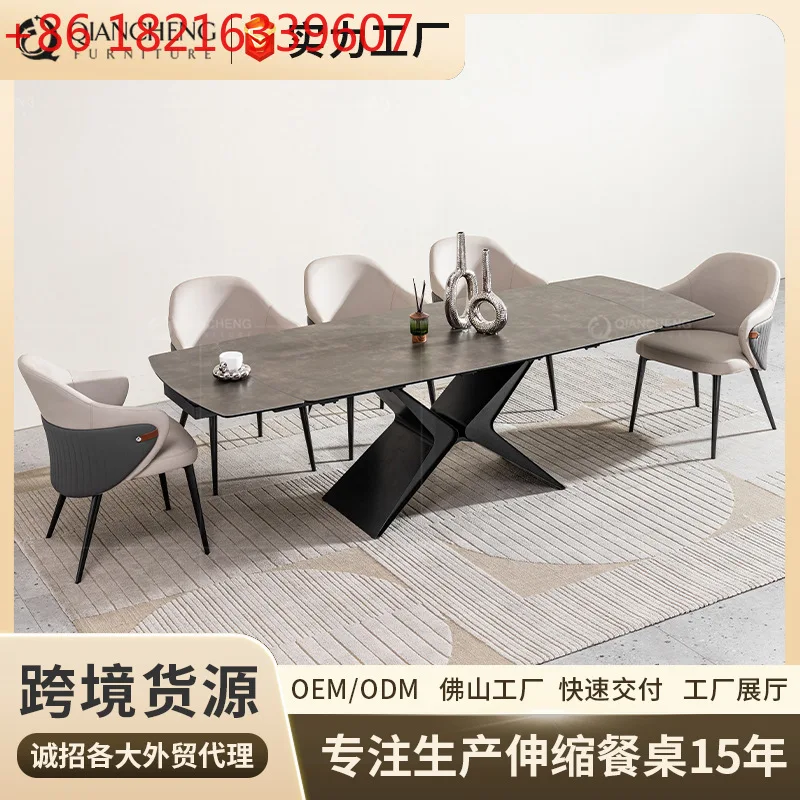 

Итальянский телескопический обеденный стол, современный простой, для маленькой квартиры, дома, элитный, легкий, роскошный, прямоугольный, на 10 человек, каменная плита