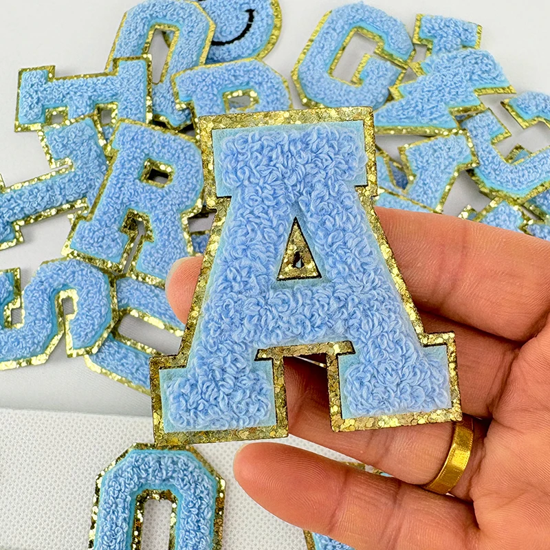 5.5cm Light Blue English Letter Patch, Clothing Accessory Patch, Luggage Accessory, DIY Self-adhesive Patch