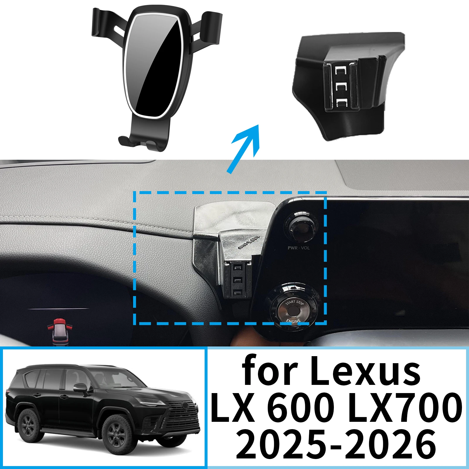 

fit for Lexus LX 700 LX700 LX600 600 LX700H F SPORT Navigation Bracke Screen Base Phone Holder Mount Car ​​accessoires