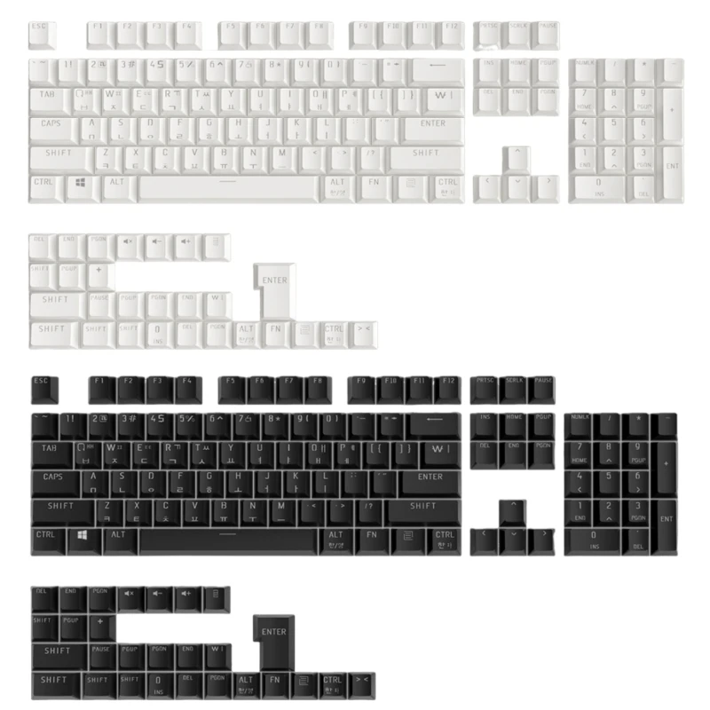 

104Keys Korean Keycaps OEM ABS Backlight Keycaps Dye Sublimation Process for Mechanical Gaming Keyboard