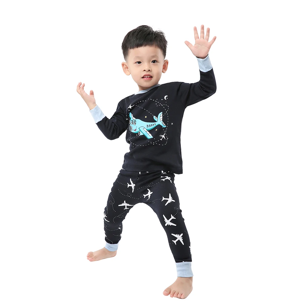 Boys Cartoon Pajamas Spring Autumn Long Sleevep Pijama Kids Airplane Motorcycle Pyjama Cotton Baby Homewear Underwear Clothes