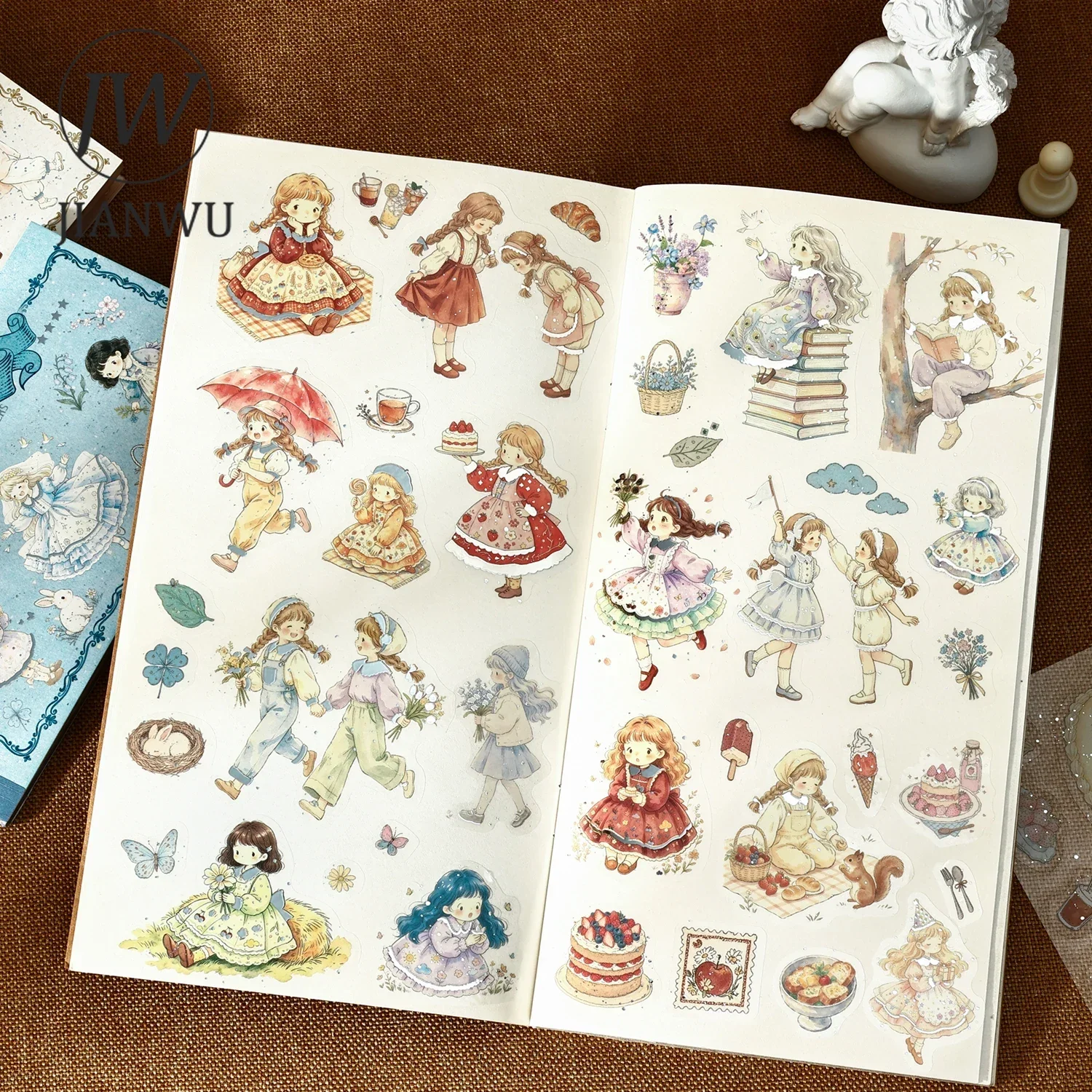 JIANWU Cute Fairy Tale Girl Character Landscape Material Collage Scrapbooking PET Sticker Book Creative DIY Journal Stationery