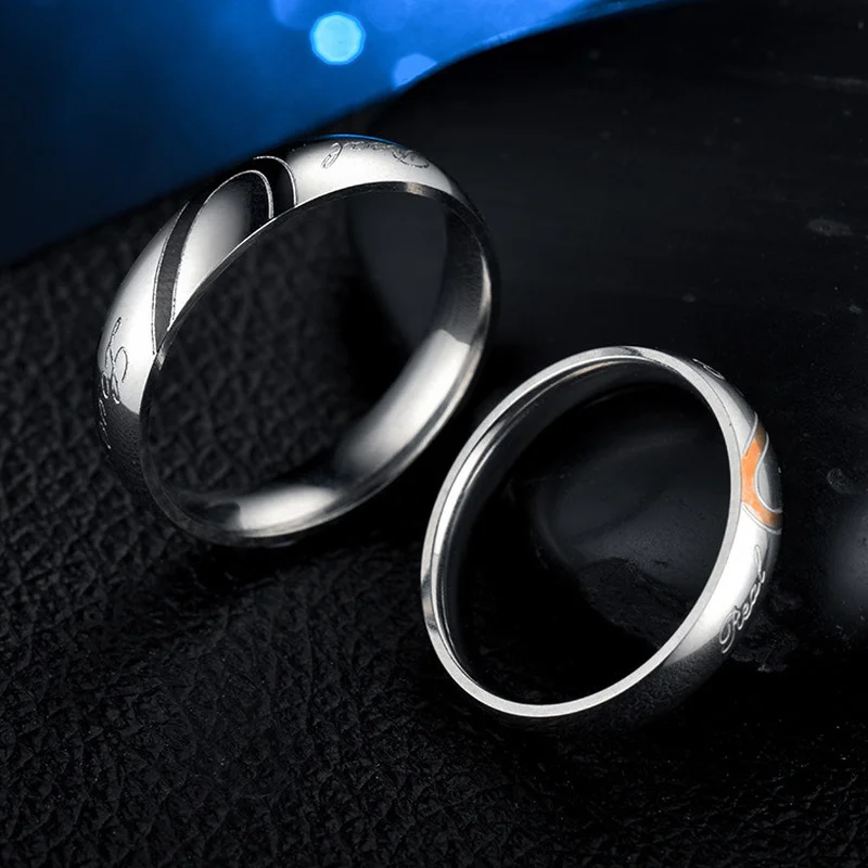 Engagement Wedding Rings Men Women Engraved Real Love Couple Ring Stainless Steel Trendy Jewelry Valentine\'s Day Gift