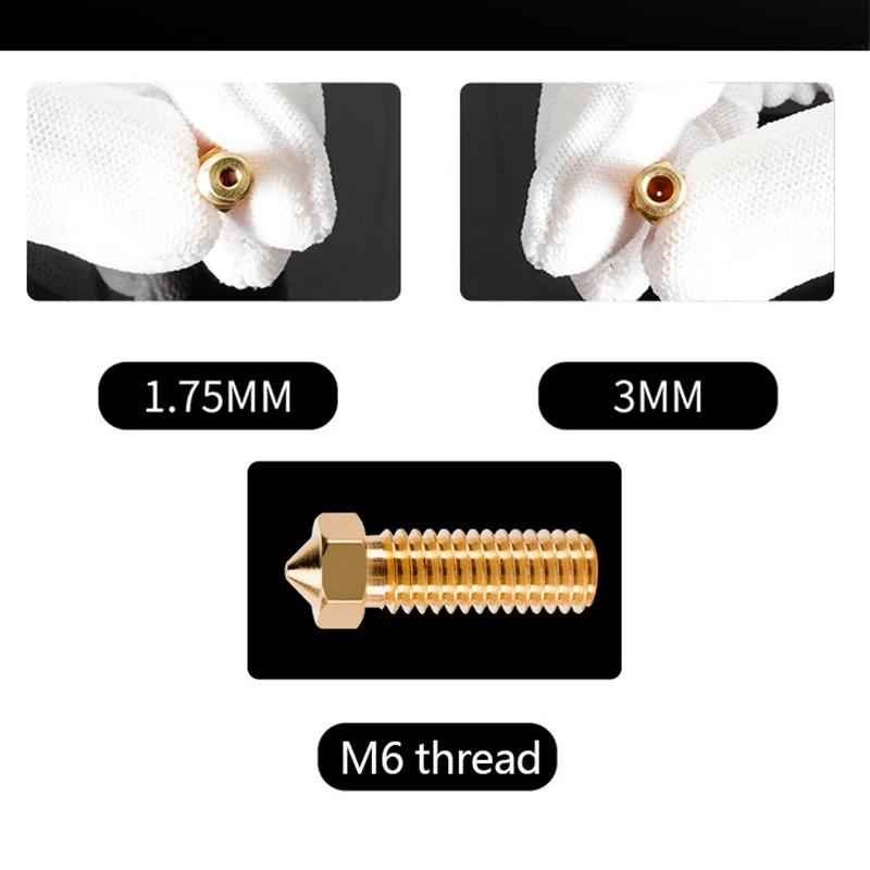 Stampante 3D Hotend ugello vulcano E3D M6Thread 0.2/0.3/0.4/0.5/0.6/0.8/1.0/1.2mm per Kit di aggiornamento ugello stampante a filamento 1.75/3mm