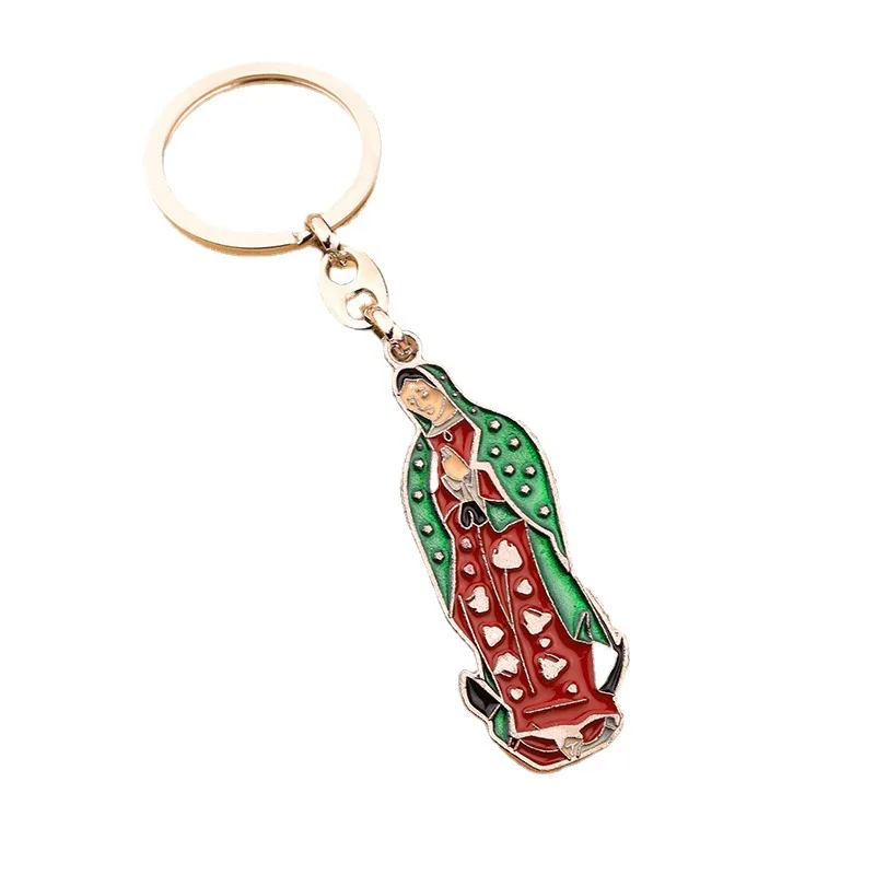 New Enamel Virgin Mary Keyring Religious Catholic Our Lady of Guadalupe Protection Metal Keychains for Bag Gifts