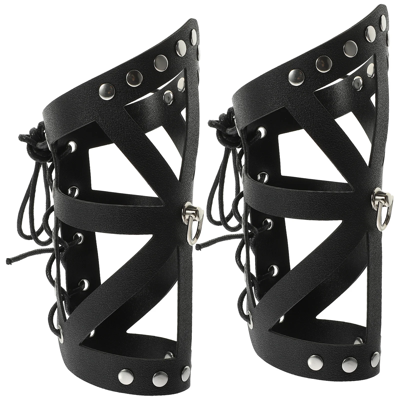 

2Pcs Punk Style Arm Guards Adjustable Binding Strap Artificial Wrist Guards for Costume Party Renaissance Fair Riding