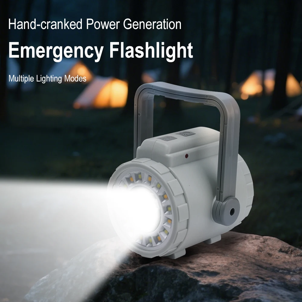 BORUiT Hand Crank Powered Camping Light 1800mAh USB-C ชาร์จเต็นท์มัลติฟังก์ชั่นมือไดนาโมไฟฉาย LED