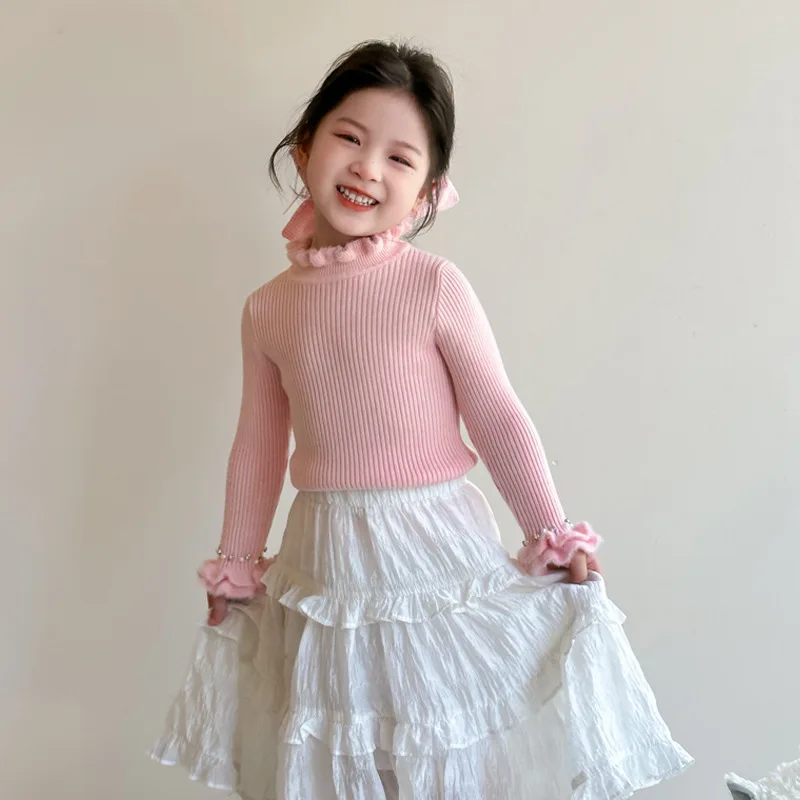 

Semi-turtleneck Bottoming Shirt 2025 New Autumn Clothing Children's Knitted Sweater Autumn and Winter Korean Children's Top