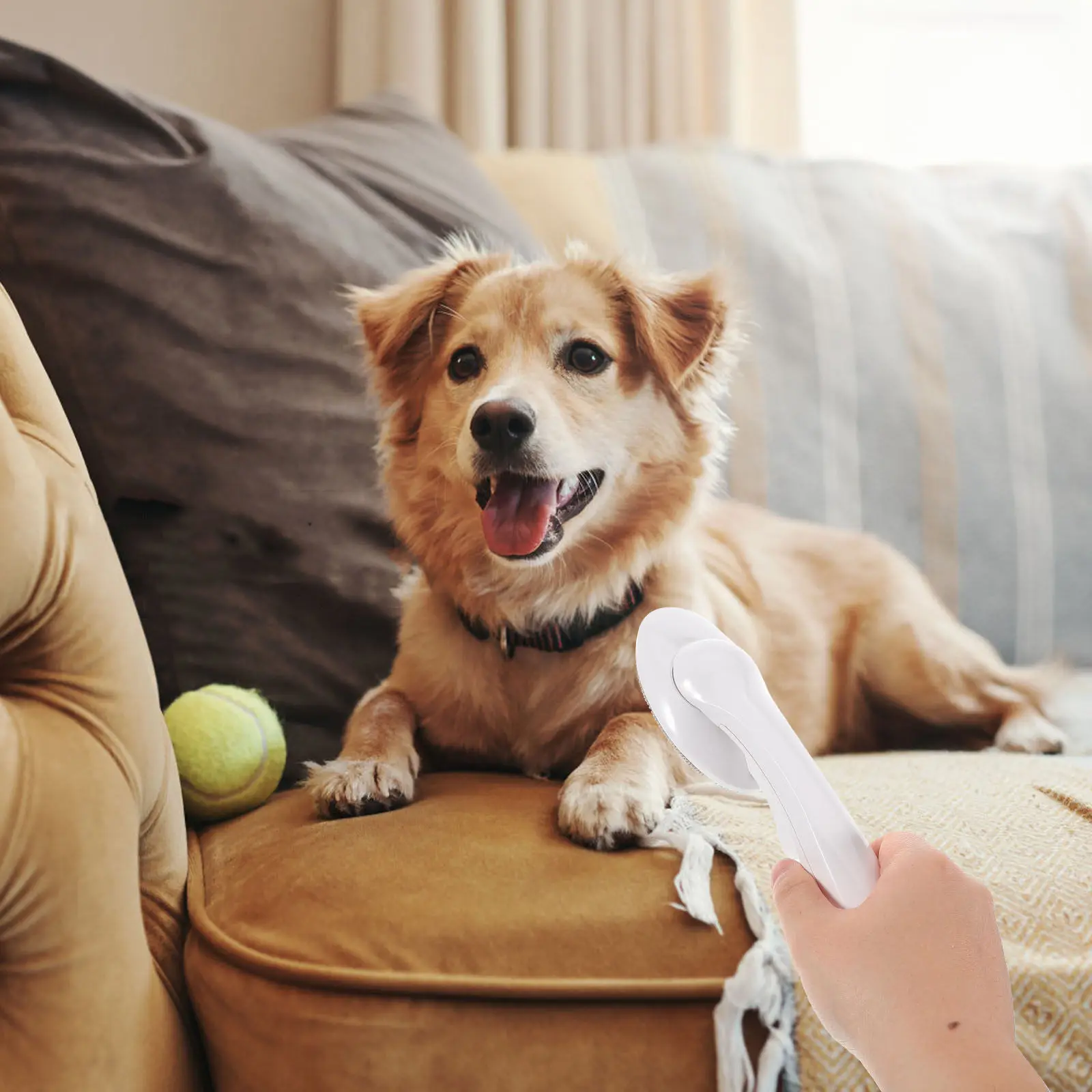 Rotating Ball Lint Roller Brush for Pet Hair, Static-Free Fabric Cleaner for Wool, Cashmere, Clothing & Furniture