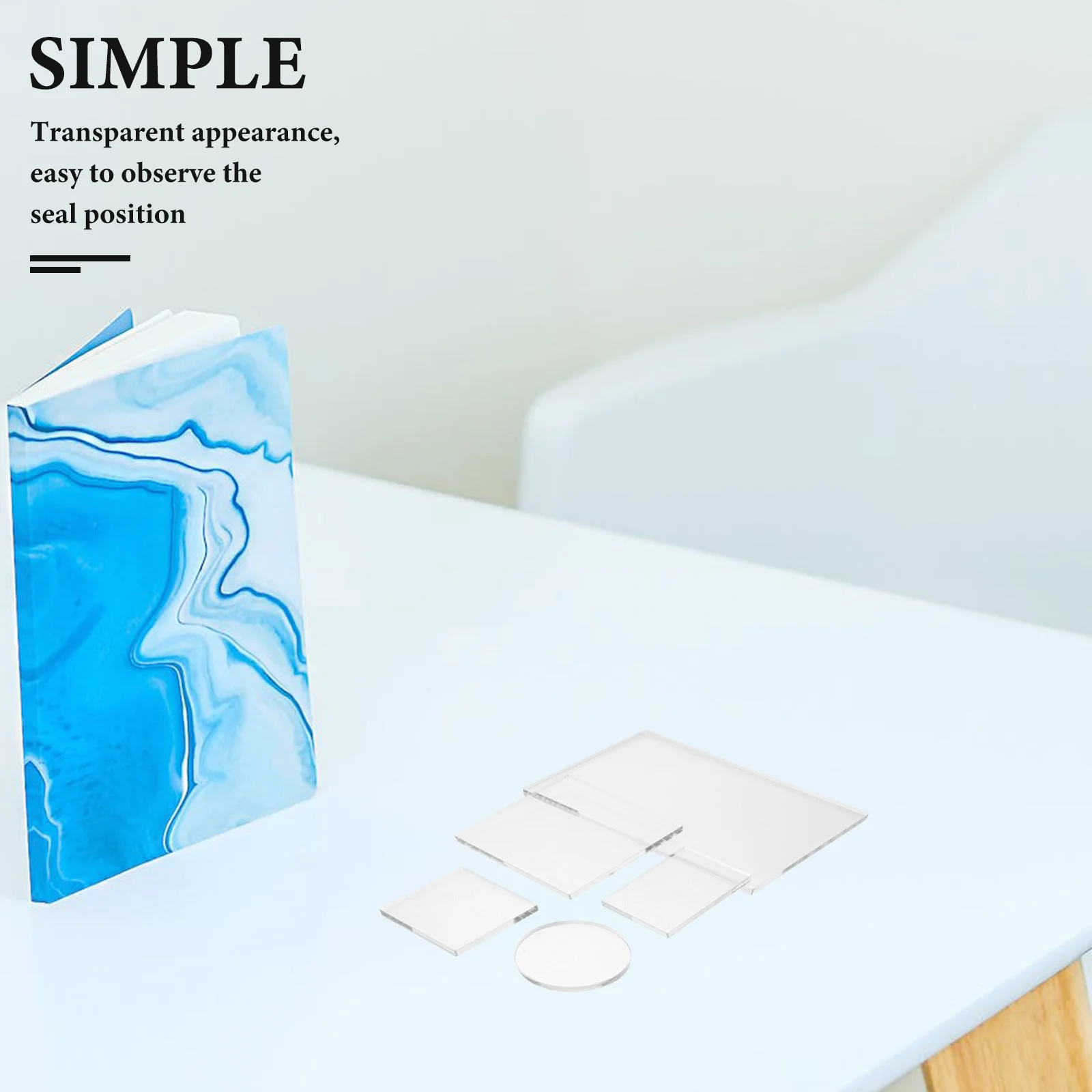 

5Pcs Stamp Handle Clear Acrylic Sheet Square Sturdy Stamping Companion for Planner Decorative Cards Journaling Tools