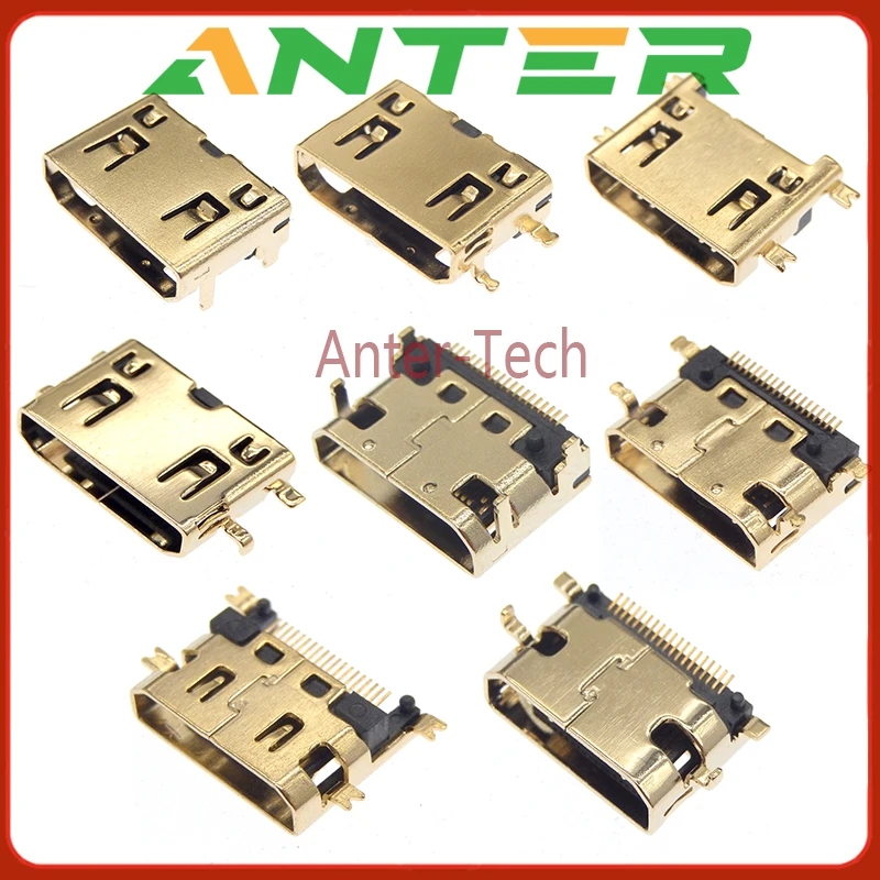 

5 шт. Мини HDMI-совместимый разъем SMD, 19-контактный (19P), для пайки методом оплавления, угловой, для поверхностного монтажа на печатную плату, RoHS, гнездо