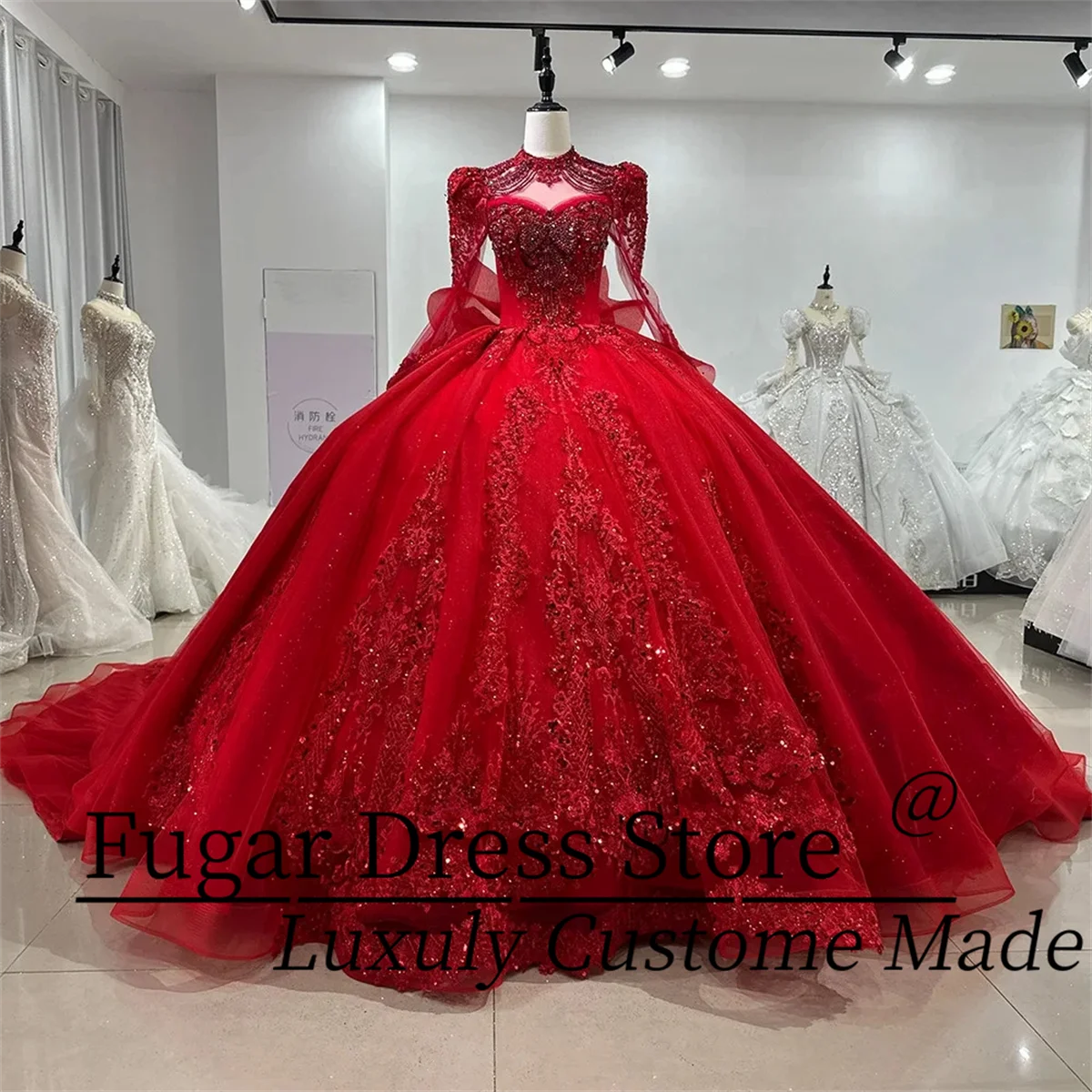 Customized Gorgeous Quinceanera Dresses Fashion High Neck Vestidos De Novia Lace Princess Ball Gown Vestidos De 15 Anos 24