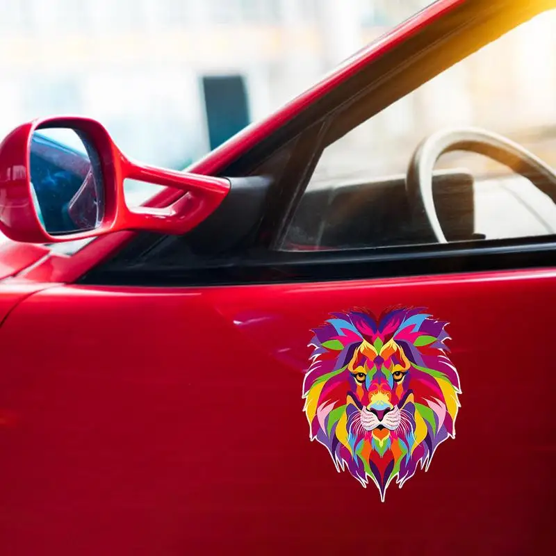 Lion PVC Car Sticker Colorful Lion Heads Decal For Car Bumper Cool Outdoor Rating PVC Waterproof Funny Bumper Decal Motorcycle