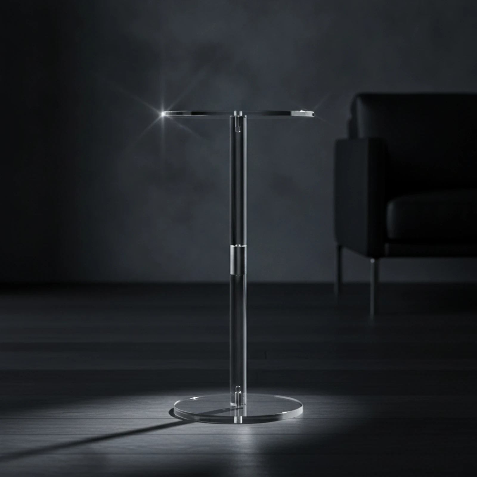 Acrylic Side Table Compact Clear Pedestal Table Furniture Minimalist Contemporary for Living Room, Bedroom
