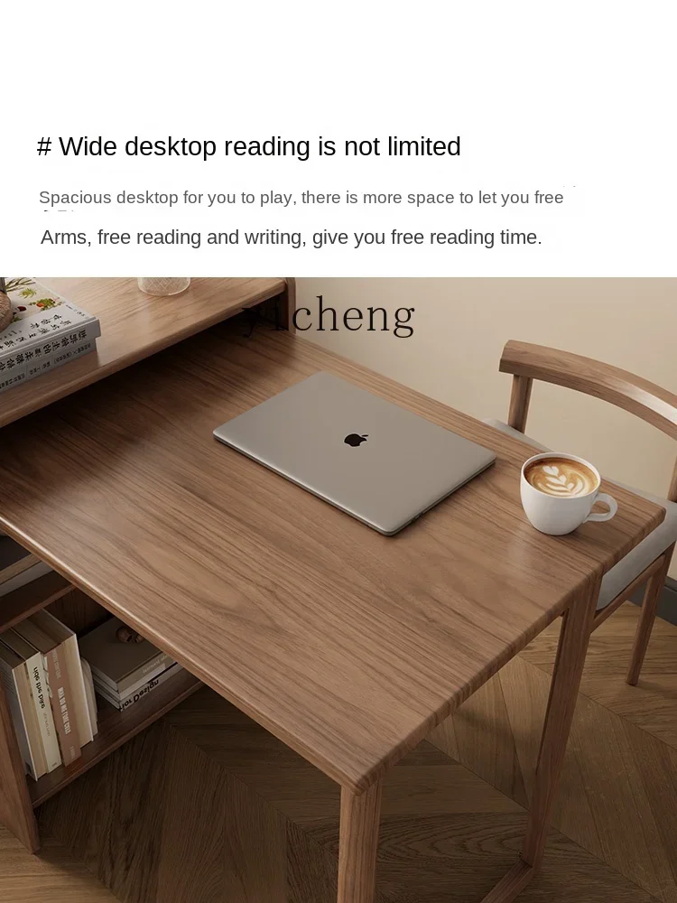 Solid Wood Folding Desk Bookcase Bookshelf Integrated Home Corner Computer Table