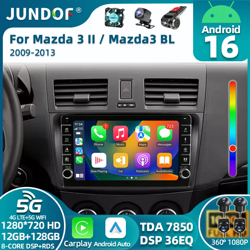 

For Mazda 3 II For Mazda3 BL 2009 - 2013 Android16 Carplay Auto 4G+WIFI GPS Car Radio Navigation Multimedia Video Player Stereo