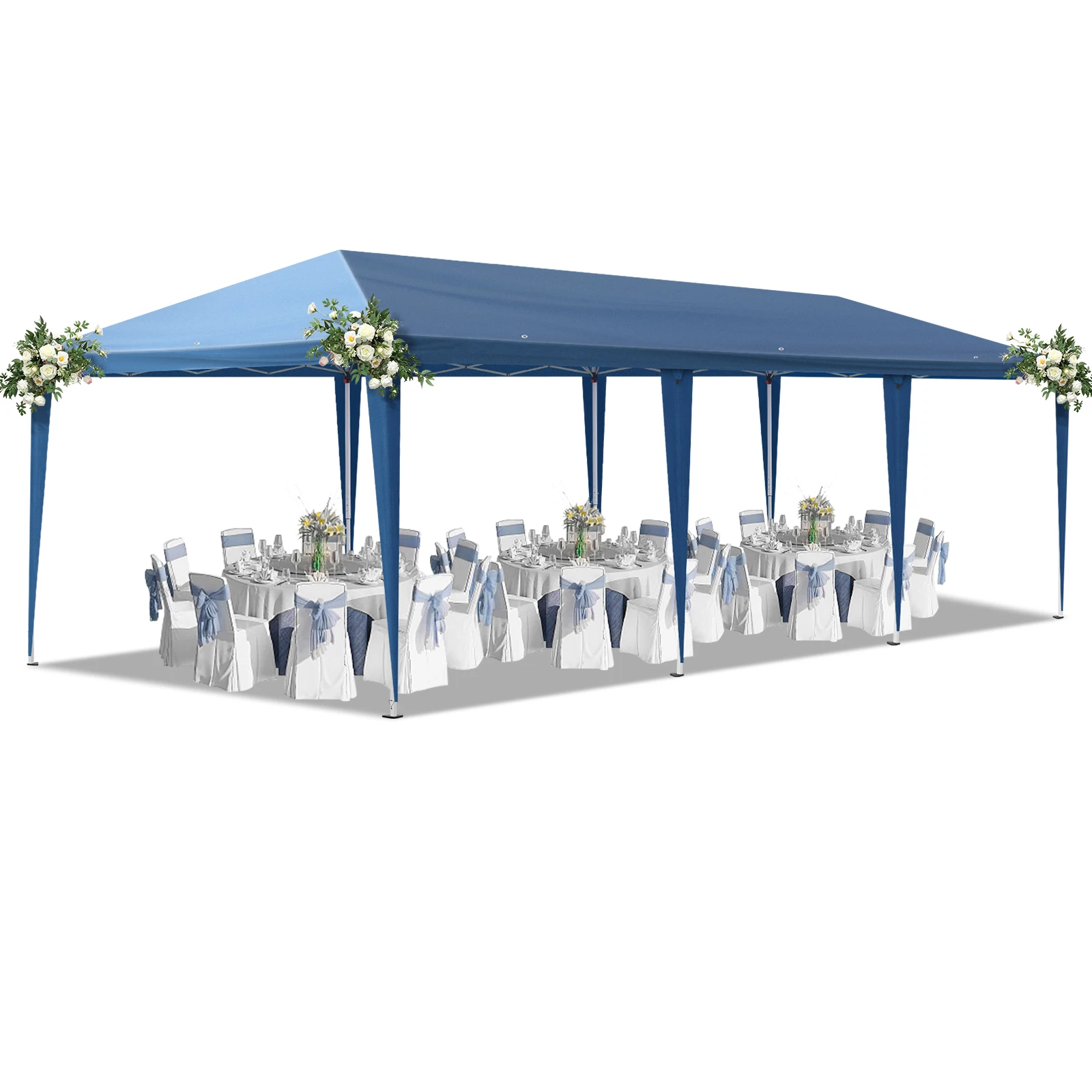 

10x30ft Outdoor Pop Up Canopy, Portable Instant Canopy Tent for Outdoor Events Party Wedding Birthday Graduation, Blue