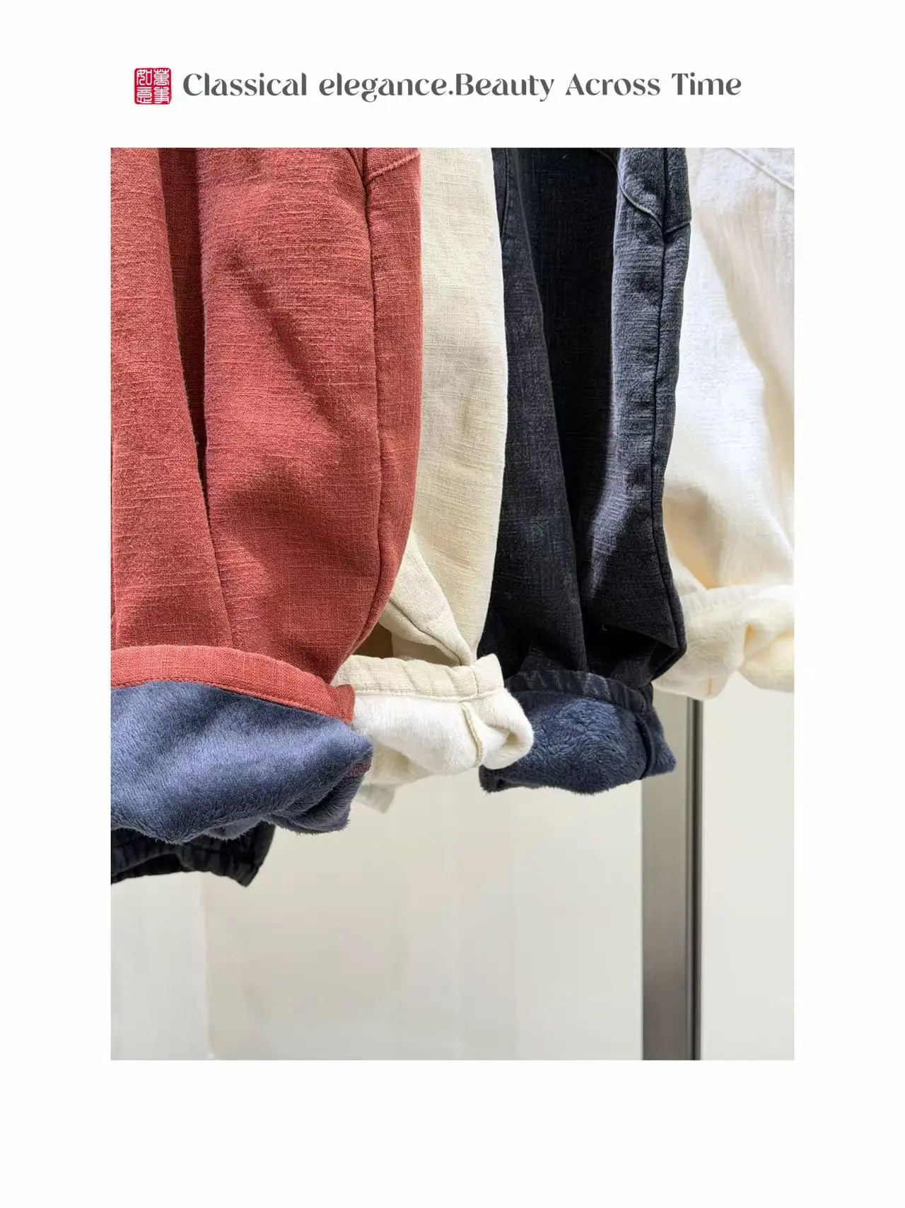 

Thiened Cotton Linen Lantern Pants Winter Sle XIAOX Kongming Lantern Pants Loose Fit Straight Leg Long Trousers