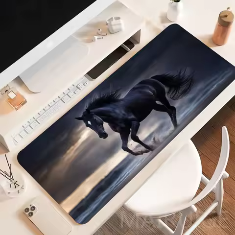 Black Horse Mouse Pad Large Mousepad XXL Gaming Mousepads Non-slip Computer desk Laptop Tablet Mat Mini PC Table Cushion Playmat