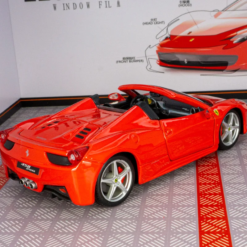 Bburago 1:24 Ferrari 458 Spider convertible supercar car model