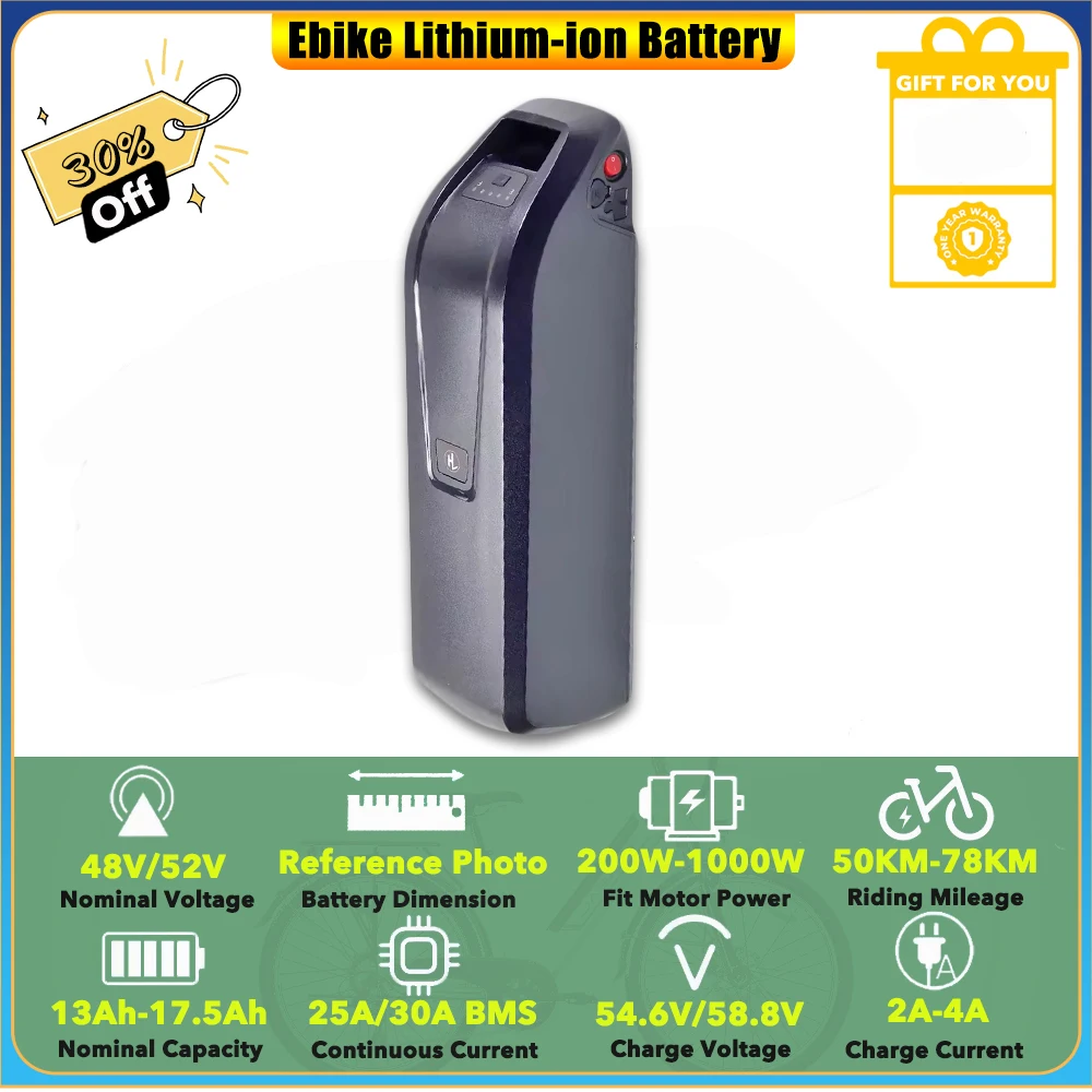 

Запасной литий-ионный аккумулятор для электровелосипеда ENGWE M20, 500W 750W, увеличенный запас хода, 48V 13Ah 17.5Ah 840Wh, дополнительный аккумулятор