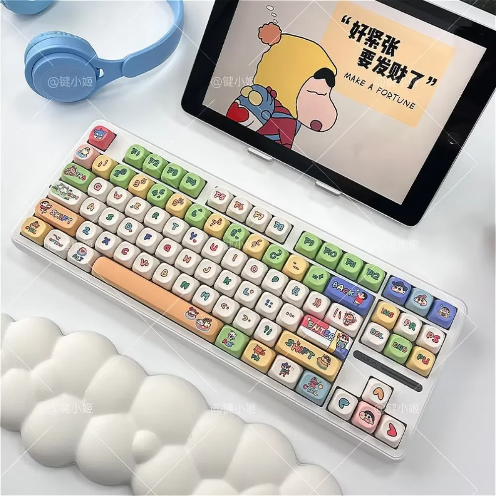 PBT Keycaps 145 Keys MOA Anime Small New Theme, Personalized Keycaps for Cherry MX 104/87/61 Mechanical Keyboard