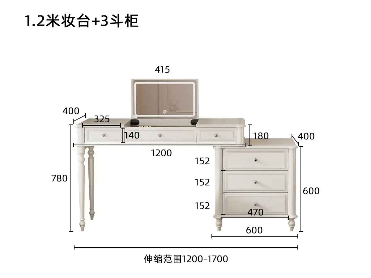 French solid wood dresser, chest of drawers, integrated bedroom, creamy style, high-end feeling at the end of the bed,