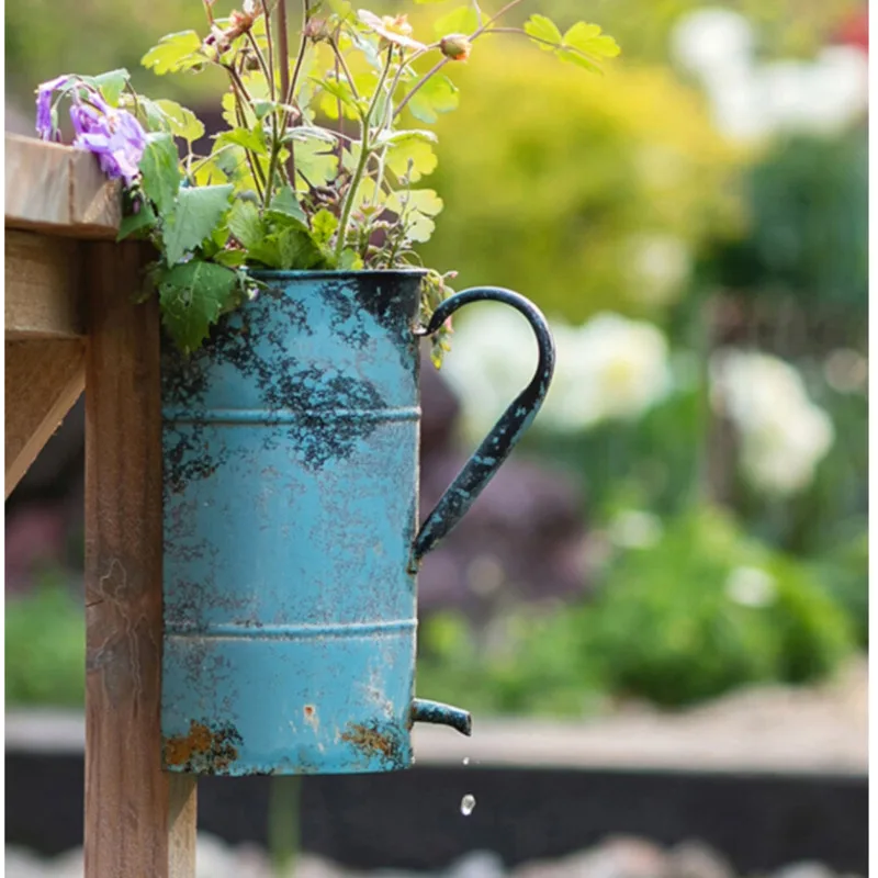 Vintage Wall Hanging Flower Tub Iron Do Old Plant Potted Creative Water Pipe Bonsai Basin Flower Shop Decoration Groceries