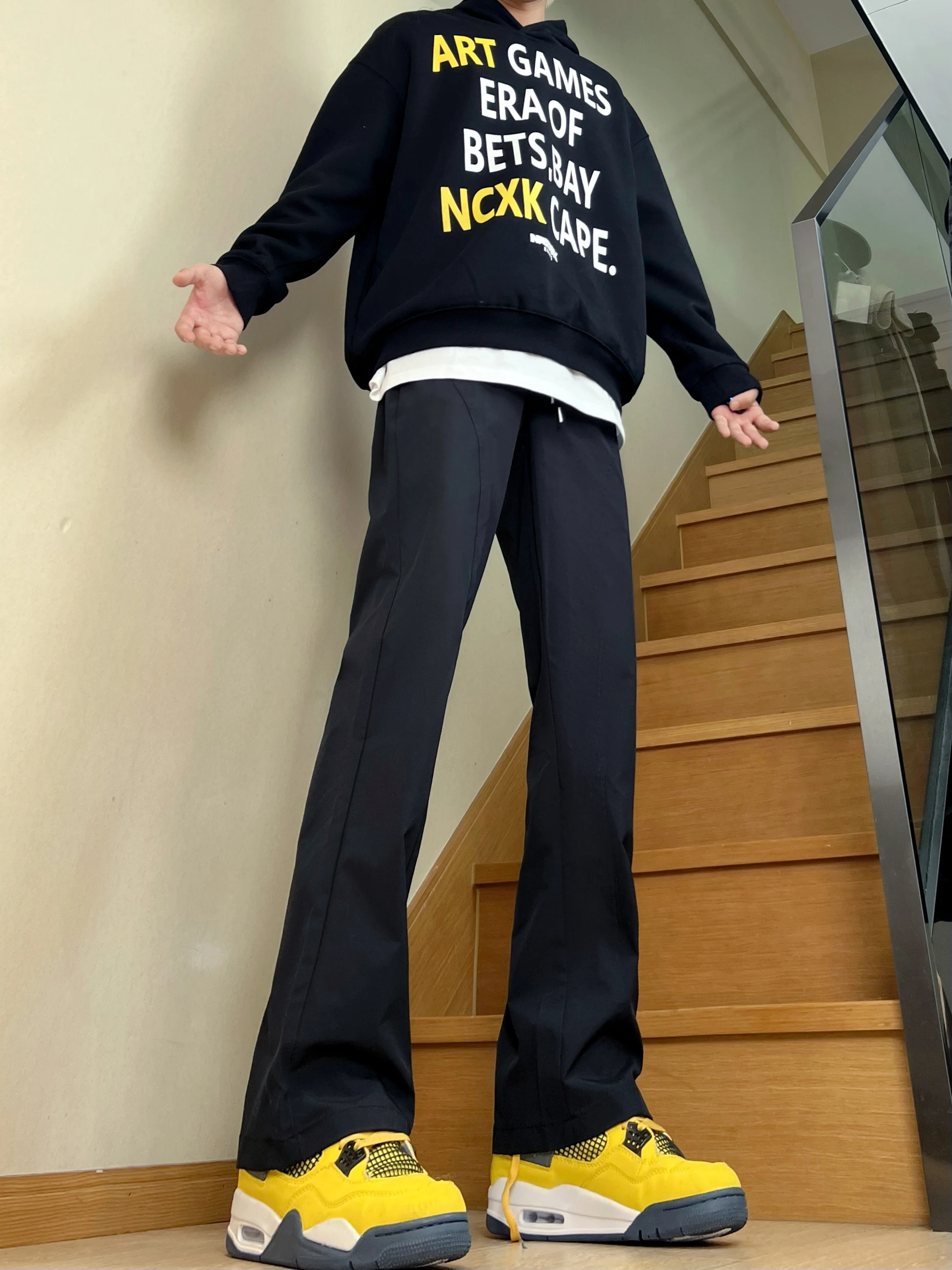 

American Sle Men's Thiened Fce Lined Wide Leg Pants Winter Resistant Trousers Loose Straight Workwear Trousers Spring