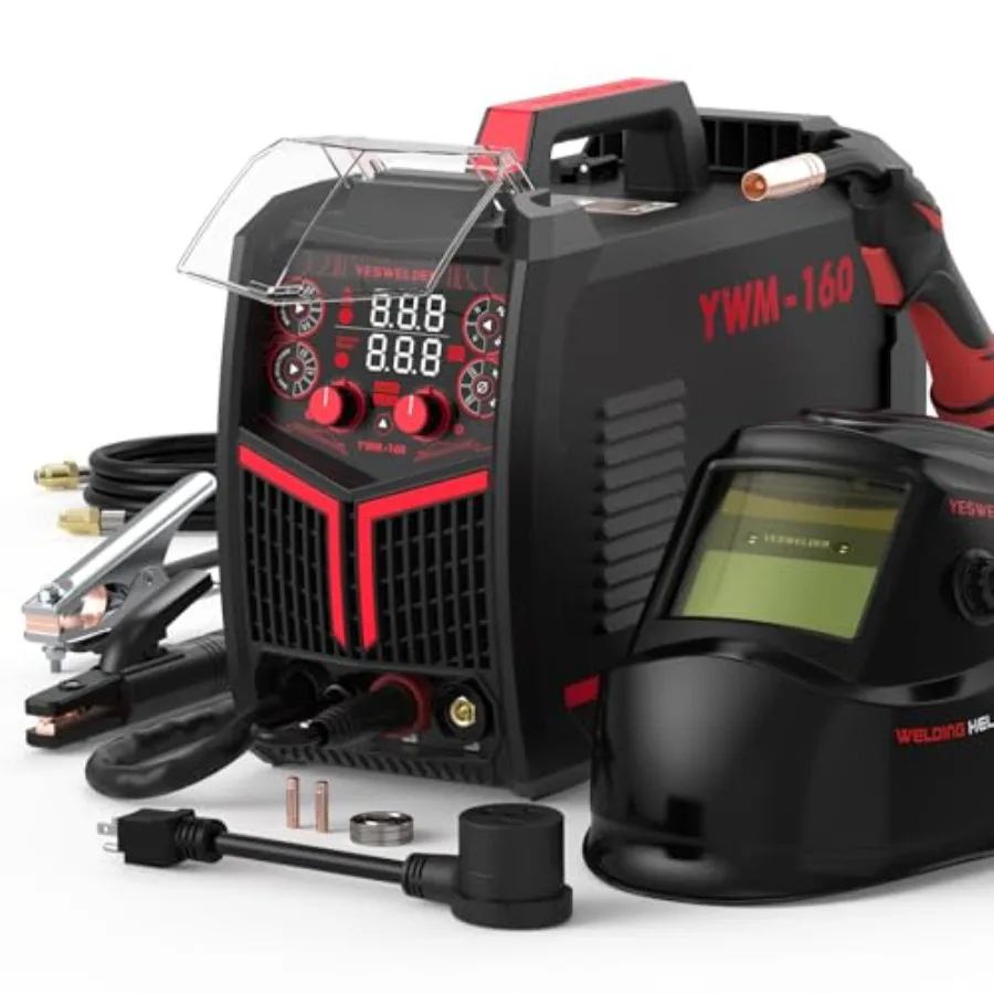 

Сварочный аппарат YWM-160 MIG 4-в-1: Flux Core/MIG/Lift TIG/Stick с синергетическим управлением, 110В/220В, 160А, многофункциональный сварочный аппарат