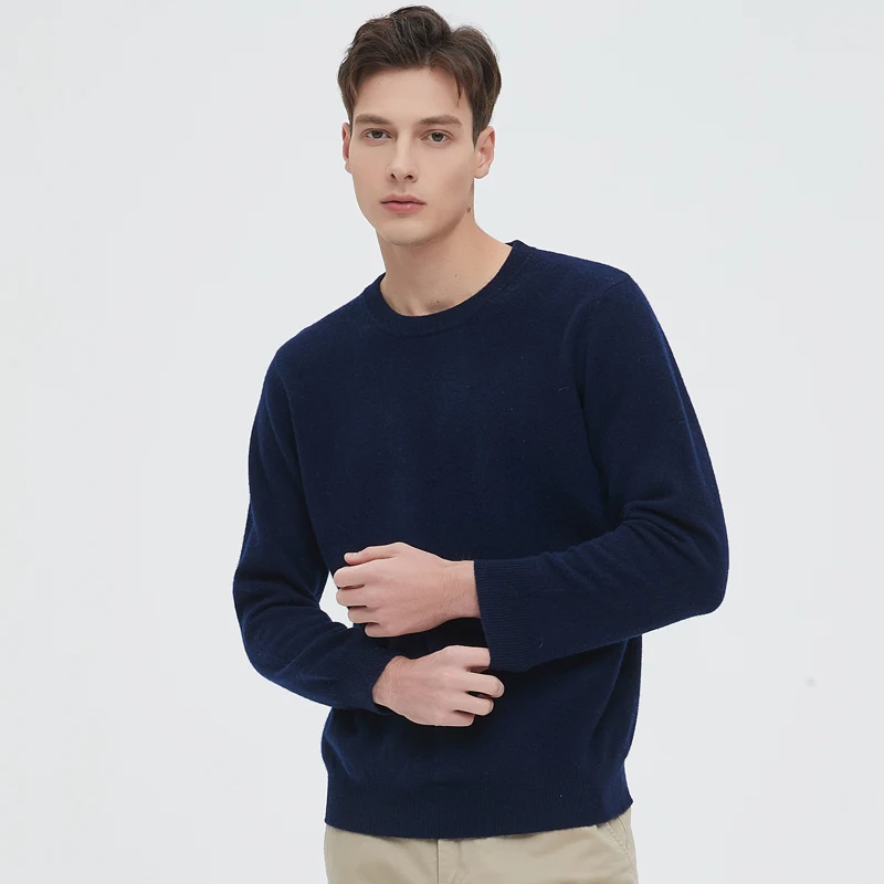 Autumn and Winter Men Casual Solid Round Neck Long Sleeve Loose wool Sweater