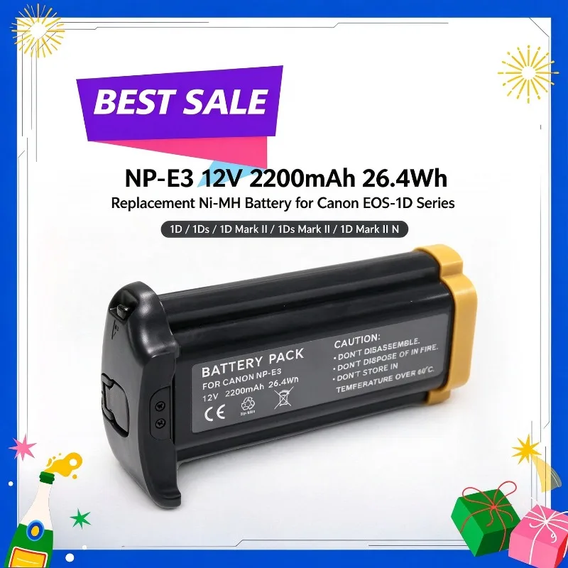 NP-E3 12V 2200mAh 26.4Wh Replacement Ni-MH Battery for Canon EOS-1D/1Ds/1D Mark II/1Ds Mark II/1D Mark II N Camera Battery