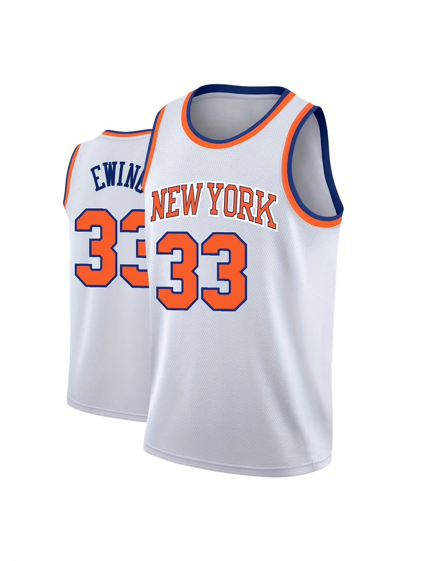 New York #33 White Basketball Jersey Men's Quick Dry Breathable Mesh Sleeveless Sportswear Retro Classic Training Uniform