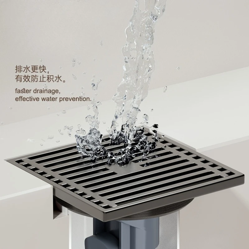 gray 10cm square floor drain, kitchen/washing machine floor drain, rectangular hiddensuitable for drain pipe 50mm-75mm