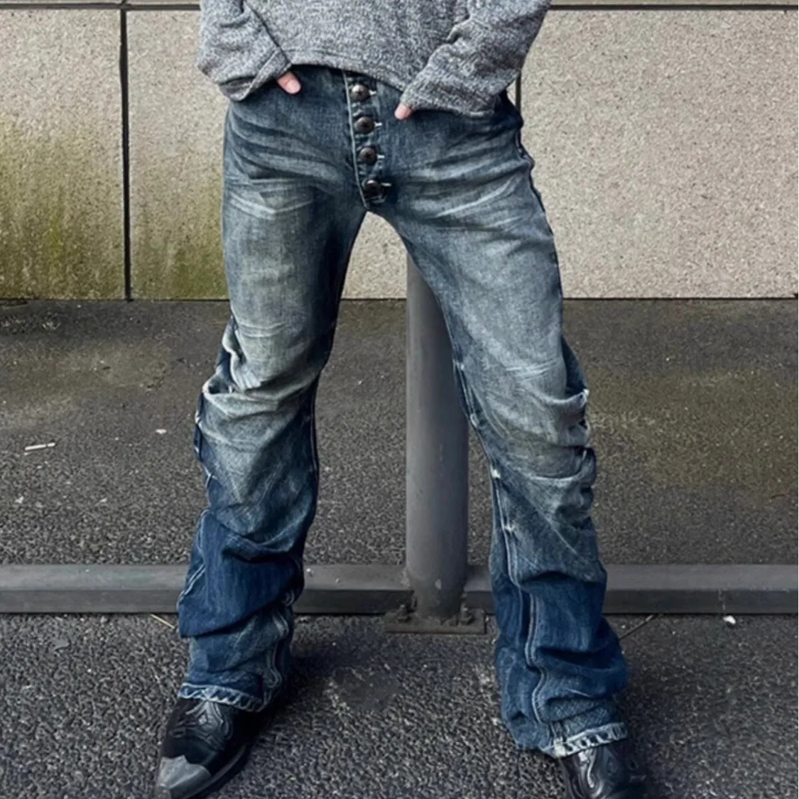 

European American New Fashion Men's Slim Casual Trendy Simple Basic Denim Trousers Male Daily High Street Jeans Pants Clothes