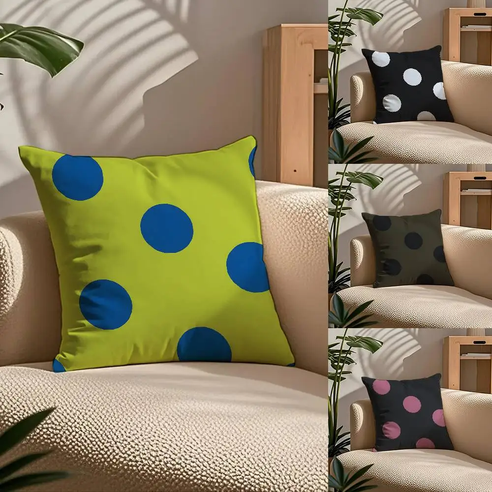 

Color Polka Dots Pillow Case Comfort Sofa Bed Silky elegant Invisible zipper Custom Decorative cushion cover