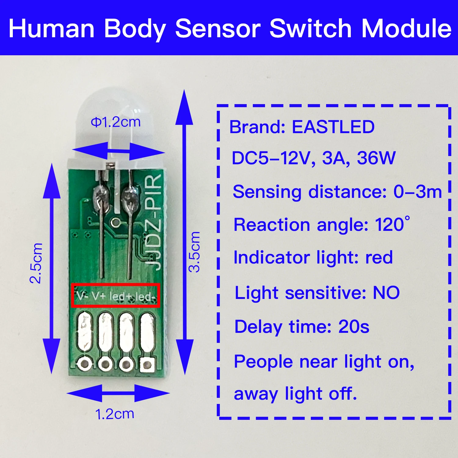 PIR Motion Sensor Switch Module DC 5V 12V Auto On Off Switch Human Body Movement Detector IR Infrared Induction LED Controller