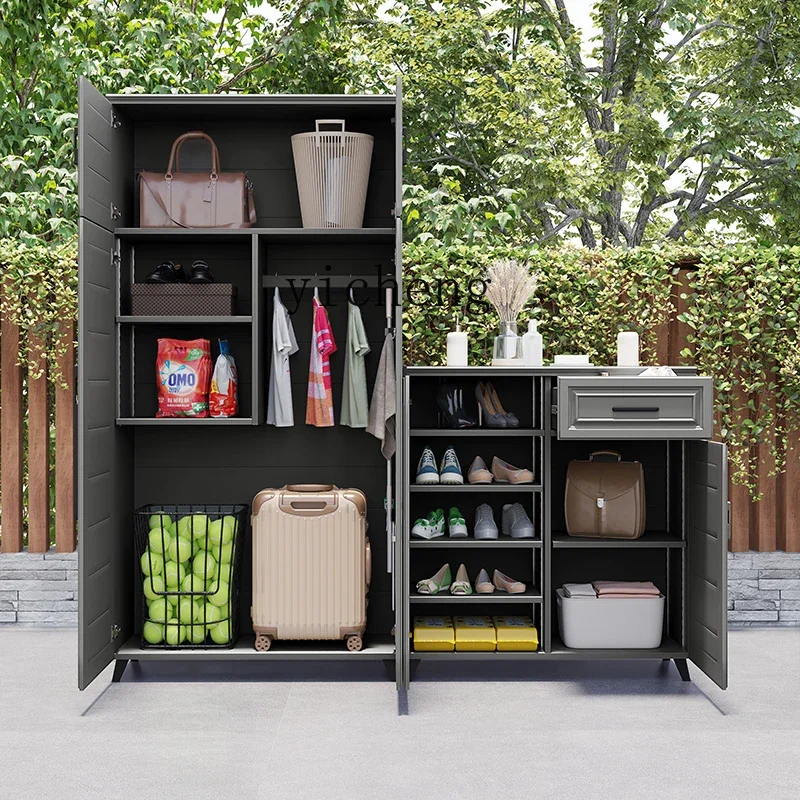 CF خزانة خارجية للحماية من المطر والشمس، سعة كبيرة، خزانة ذات سعة كبيرة، خزانة تخزين أدوات من سبائك الألومنيوم