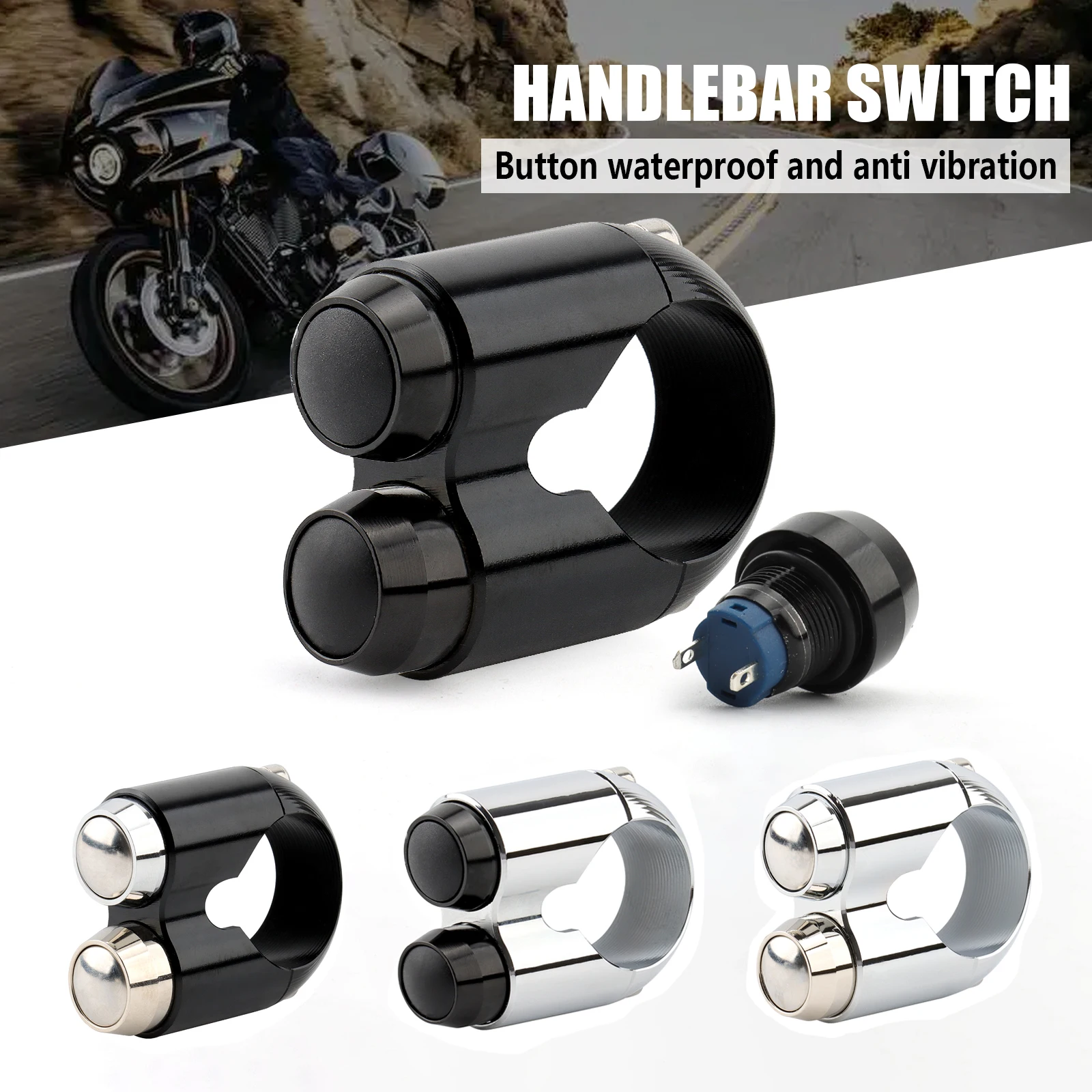 Przełącznik motocyklowy 1 "25mm Przełącznik sterowania na kierownicy Przycisk klaksonu Przełącznik kierunkowskazów do rowerów Harley Yamaha Honda Cafe Racer